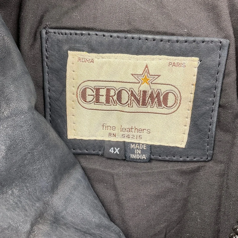 Geronimo Leather Jacket Mens 4X Gray/Black‎ Zip Heavy Utility Pocket Chore Coat